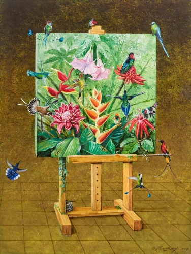 Besuch der Kolibris</br>
2017, Acryl